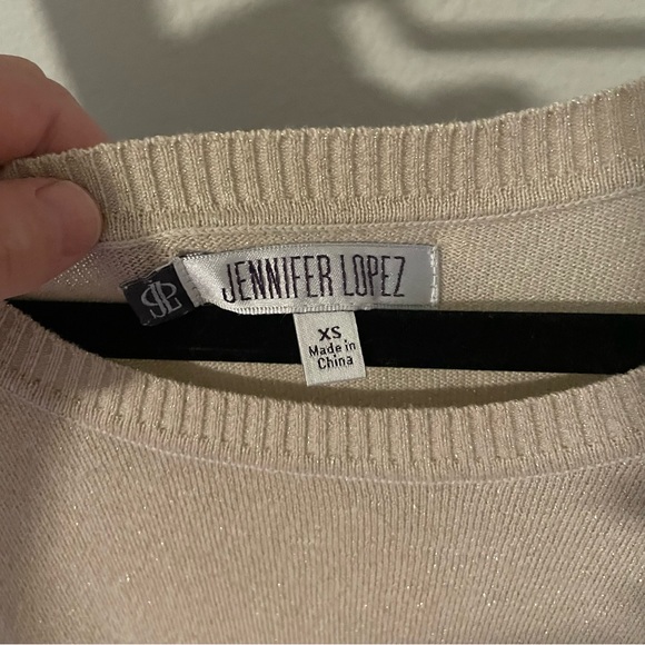 Jennifer Lopez Gold Shimmer Short-Sleeve Dolman Sweater - Picture 3 of 4